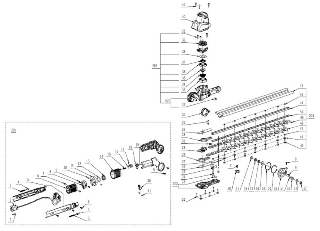 Esploso e Ricambi Ego Power Accessorio Tagliasiepi PTX5100