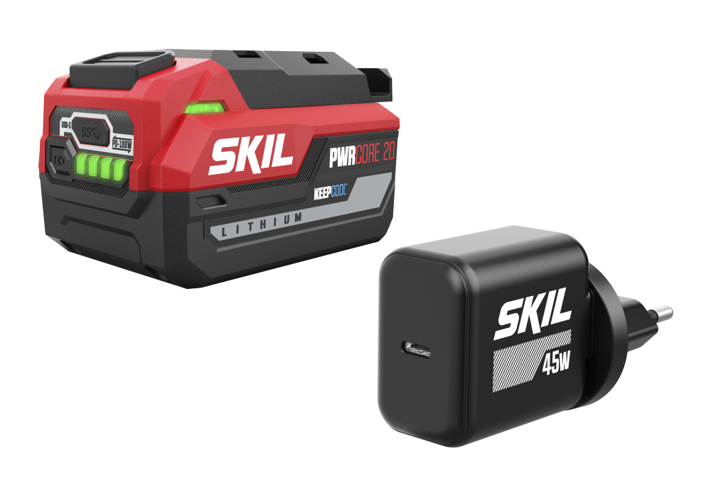 SKIL Kit Batteria «20V Max» da 4,0 Ah USB-C PWRASSIST™ e caricatore da 45W USB-C PD 3145 AA Cod. BM 067820