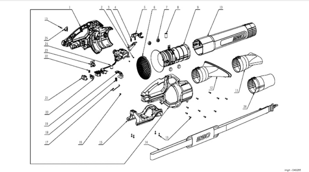 Exploded view and spare parts Ego Power LB5800E blower