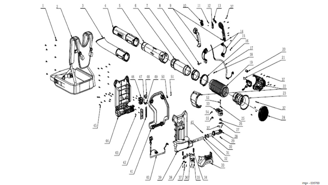 Exploded view and spare parts Ego Power LB6000E backpack blower