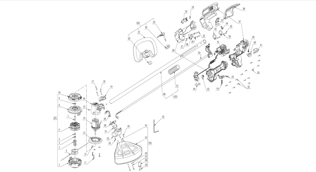 Exploded view and spare parts Ego Power ST1510E brush cutter