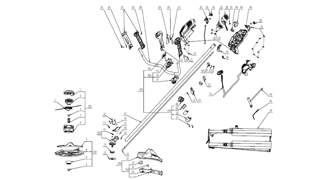 Exploded view and spare parts Ego Power BC3800E brush cutter