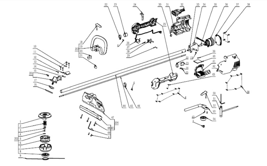 Exploded view and spare parts Ego Power STX3800 brush cutter