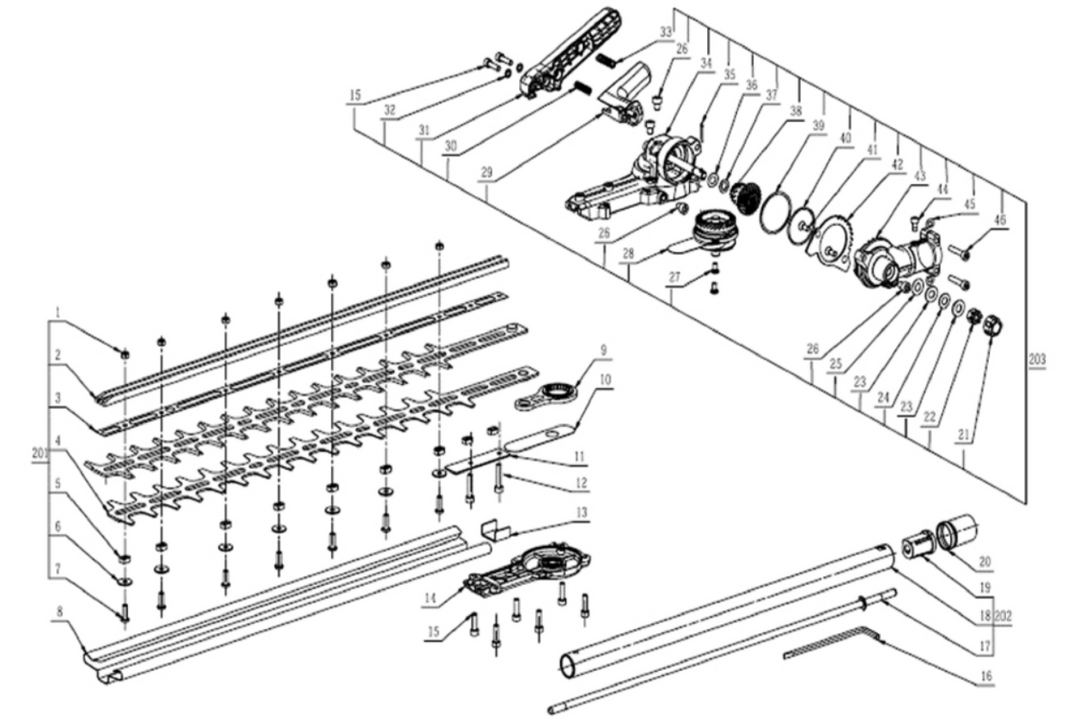 Exploded view and spare parts Ego Power Multitool HTA2000S