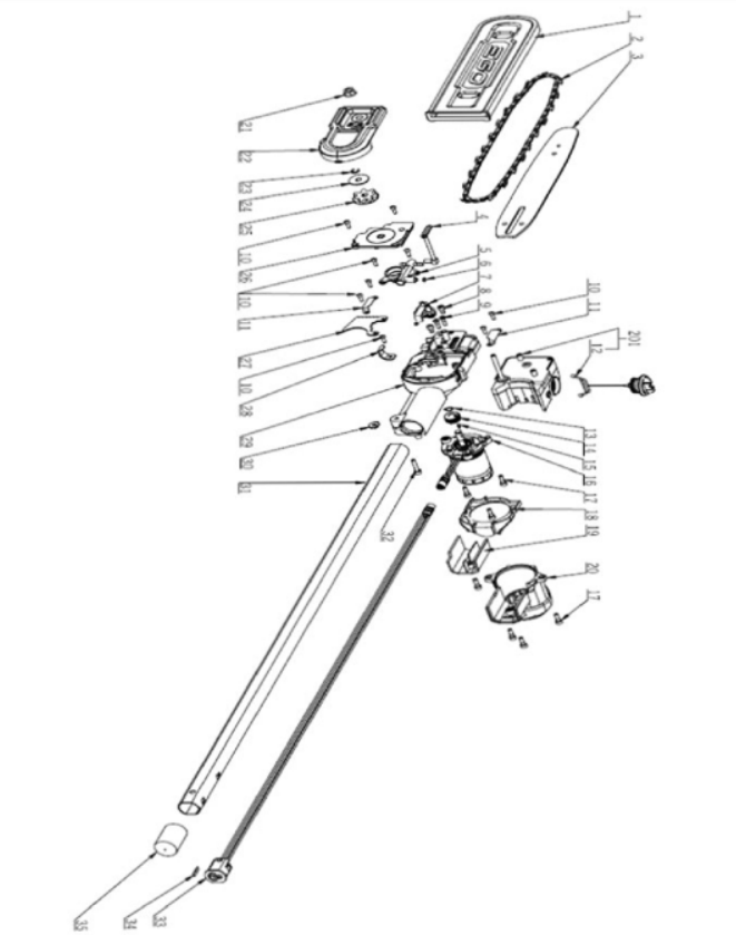 Exploded view and spare parts Ego Power PSX2500 pruner accessory