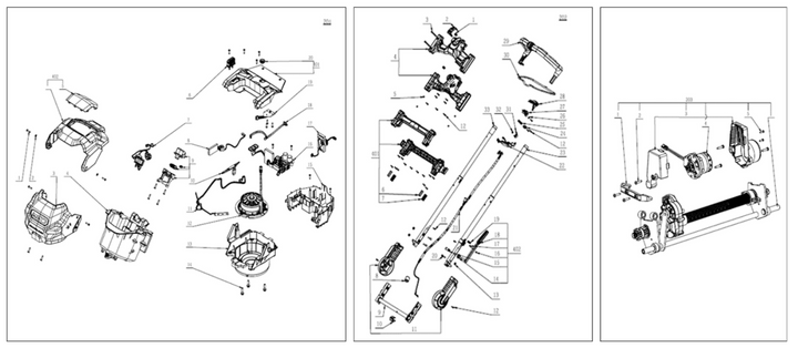 Exploded view and spare parts Ego Power Lawnmower LM1903E-SP + Battery + Charger