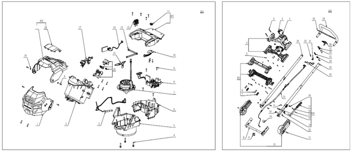 Exploded view and spare parts Ego Power LM1701E lawnmower