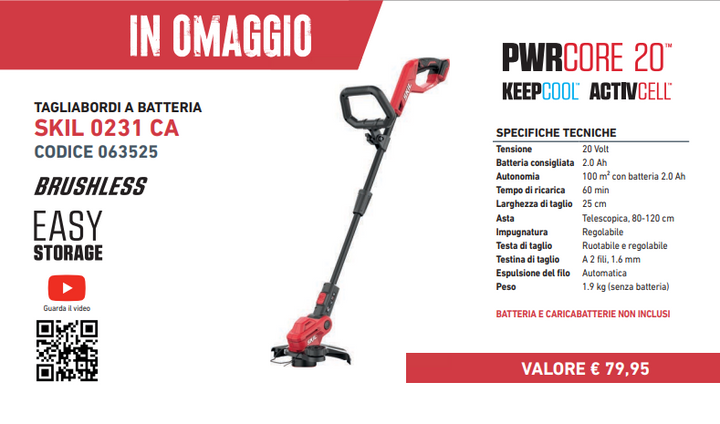 Promo Skil Rasaerba 0130 BA + 2 Batterie + Caricabatterie Cod. 059780 + OMAGGIO Tagliabordi